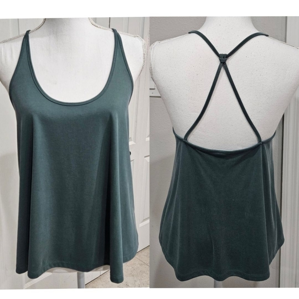 OLD NAVY Teal Ribbed Racer Halter Tank Size Medium